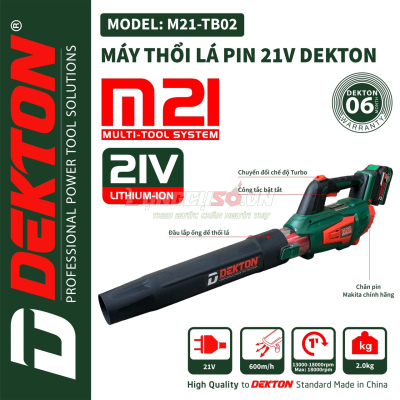 Máy thổi lá dùng pin Dekton M21-TB02 (chưa pin và sạc)
