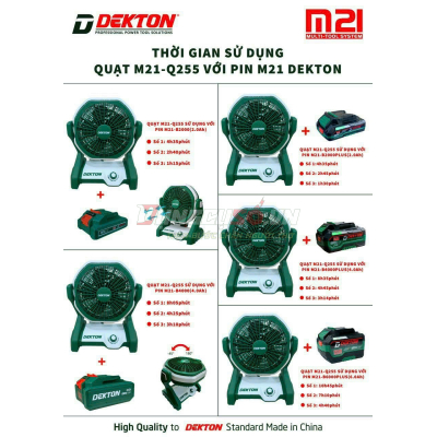 Quạt dùng pin Dekton M21-Q255 (Chưa Pin Sạc)